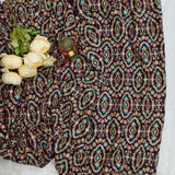 Royal Purple Multicolour Embroidered Georgette Fabric
