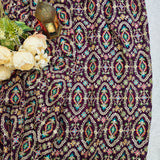 Royal Purple Multicolour Embroidered Georgette Fabric