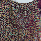Royal Purple Multicolour Embroidered Georgette Fabric