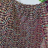 Royal Purple Multicolour Embroidered Georgette Fabric