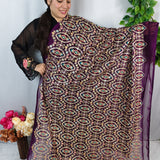 Royal Purple Multicolour Embroidered Georgette Fabric