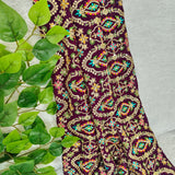 Royal Purple Multicolour Embroidered Georgette Fabric