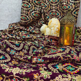 Royal Purple Multicolour Embroidered Georgette Fabric