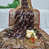 Royal Burnt Orange Gold Banaras Silk Saree