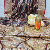 Royal Burnt Orange Gold Banaras Silk Saree
