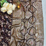 Royal Burnt Orange Gold Banaras Silk Saree