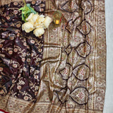 Royal Burnt Orange Gold Banaras Silk Saree
