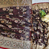 Royal Burnt Orange Gold Banaras Silk Saree
