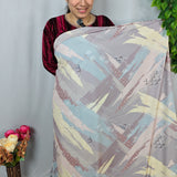 Abstract Taupe & Aqua Premium Crepe Fabric
