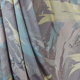 Abstract Taupe & Aqua Premium Crepe Fabric