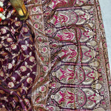 Royal Plum Gold Banarasi Silk Saree