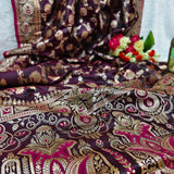 Royal Plum Gold Banarasi Silk Saree