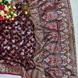 Royal Plum Gold Banarasi Silk Saree