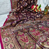 Royal Plum Gold Banarasi Silk Saree