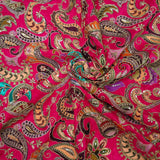 Fuchsia Luxury Silk Crepe Fabric with Paisley Embroidery – 2 Piece Set