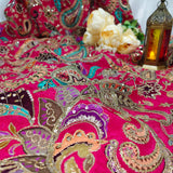 Fuchsia Luxury Silk Crepe Fabric with Paisley Embroidery – 2 Piece Set