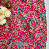 Fuchsia Luxury Silk Crepe Fabric with Paisley Embroidery – 2 Piece Set