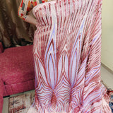 Blush Pink & Rose Gold Sequin Embroidered Net Fabric