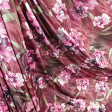 Dusty Rose Floral Printed Satin Fabric for Elegant Jellaba & Kaftan