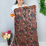 Black Multicolor Embroidered Georgette Fabric