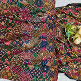 Black Multicolor Embroidered Georgette Fabric