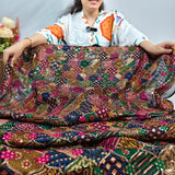 Black Multicolor Embroidered Georgette Fabric