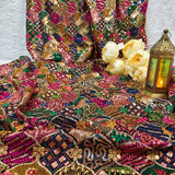 Black Multicolor Embroidered Georgette Fabric