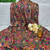 Black Multicolor Embroidered Georgette Fabric
