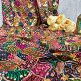 Black Multicolor Embroidered Georgette Fabric