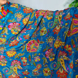 Blue Floral Embroidered Crepe Silk Fabric