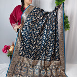 Petrol Blue Silver Banarasi Brocade Saree