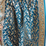 Petrol Blue Silver Banarasi Brocade Saree