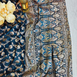 Petrol Blue Silver Banarasi Brocade Saree