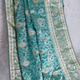 Turquoise Silver Banarasi Brocade Saree