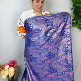 Royal Blue Ornamental Jacquard Fabric