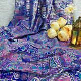 Royal Blue Ornamental Jacquard Fabric