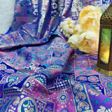 Royal Blue Ornamental Jacquard Fabric