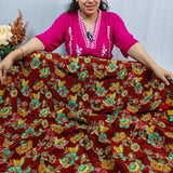 Bronze Floral Embroidered Crepe Silk Fabric