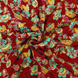 Bronze Floral Embroidered Crepe Silk Fabric