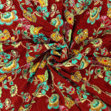 Bronze Floral Embroidered Crepe Silk Fabric