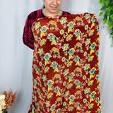 Bronze Floral Embroidered Crepe Silk Fabric