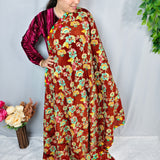 Bronze Floral Embroidered Crepe Silk Fabric
