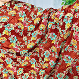 Bronze Floral Embroidered Crepe Silk Fabric