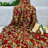 Bronze Floral Embroidered Crepe Silk Fabric