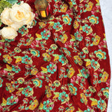 Bronze Floral Embroidered Crepe Silk Fabric
