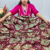 Chocolate Brown Floral Embellished Crepe Fabric