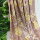 Dusty Taupe Floral Embellished Crepe Fabric