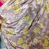Dusty Taupe Floral Embellished Crepe Fabric