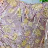 Dusty Taupe Floral Embellished Crepe Fabric
