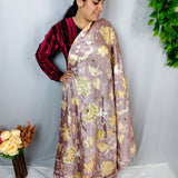 Dusty Taupe Floral Embellished Crepe Fabric